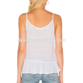 Neueste Mode Top Design Sexy Spaghetti Strap Crop Top Baumwolle Damen Rüschen Tank Top